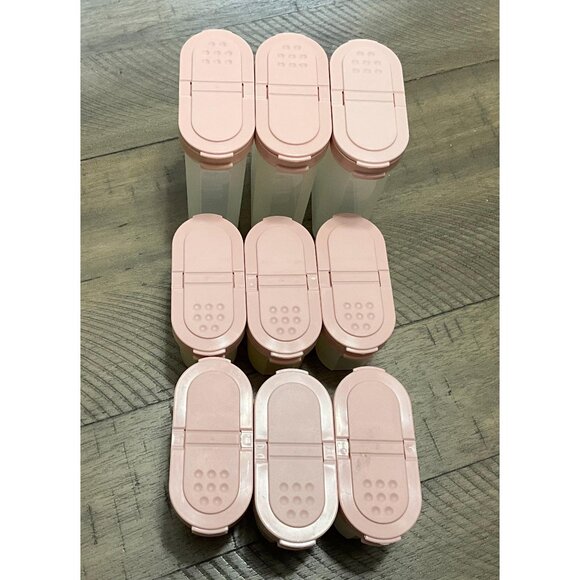 Tupperware Modular Mates Spice Container  Rusty Rose Set Of 9 1/2 Cup 1 Cup - Picture 1 of 3